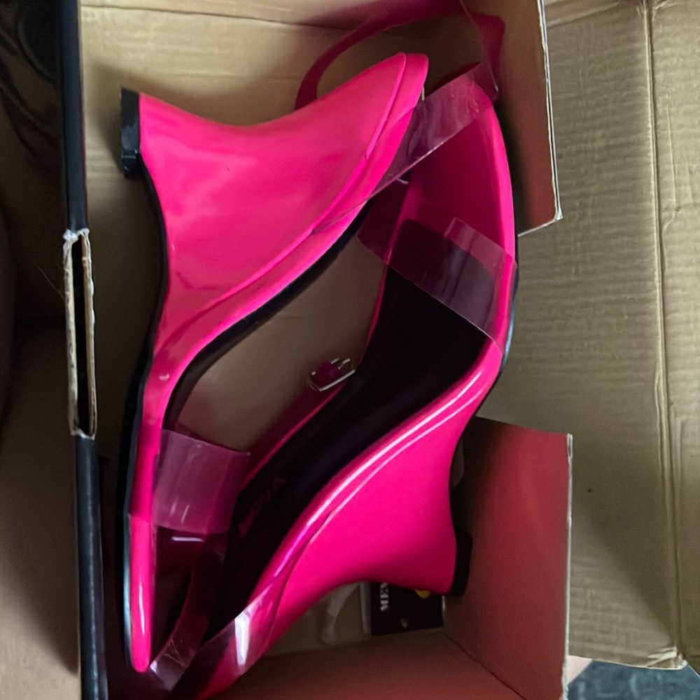 Pink clear wedge sandals